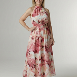 Constanza | Vestido Midi con Cuello Halter Fruncido