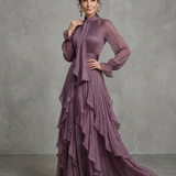 Gabriela | Vestido Maxí Ruffle con Cuello de Lazo