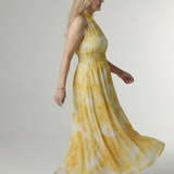 Constanza | Vestido Midi con Cuello Halter Fruncido