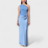 Vestido de Noche Maxi de Un Hombro Plisado