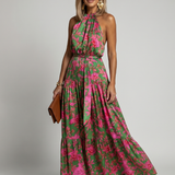 Clara | Vestido Midi con Cuello Halter Drapado