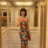 Catalina | Vestido Maxi de Patrón Escala Multicolor Ajustado