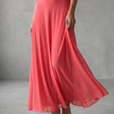 Eugenia | Vestido Midi Drapado con Hombros Descubiertos