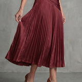 Rocío | Vestido midi con cintura plisada y rayas