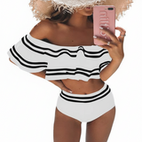 Conjunto de Bikini sin Mangas con Volantes – Elegancia Veraniega