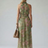 Dolores | Vestido Midi con Cuello Halter Fruncido