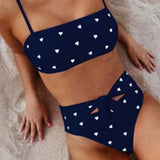 Conjunto de Bikini Romantiline Rosa con Estampado de Corazones