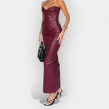 Vestido Midi de Efecto Piel Elegante y Moderno
