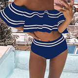 Conjunto de Bikini sin Mangas con Volantes – Elegancia Veraniega