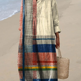 Vestido Retro Geométrico de Arte Lineal para Mujeres