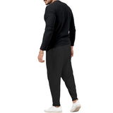 Conjunto informal de camiseta Henley de manga larga y pantalón para hombre.