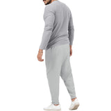 Conjunto informal de camiseta Henley de manga larga y pantalón para hombre.