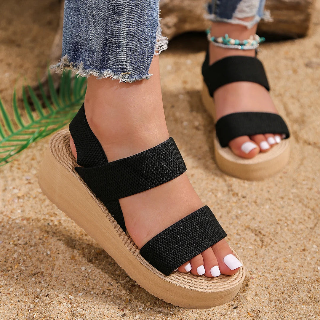 Sandalia de plataforma con doble tira para mujer